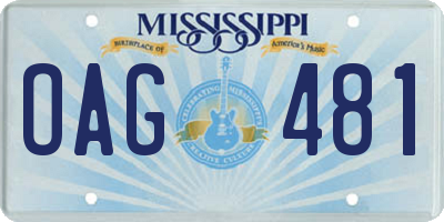 MS license plate OAG481
