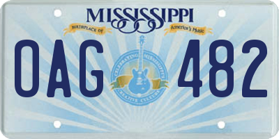 MS license plate OAG482