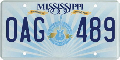 MS license plate OAG489