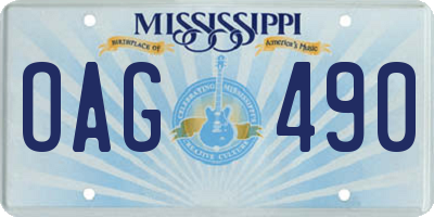 MS license plate OAG490