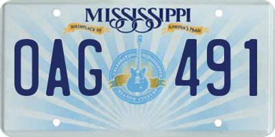 MS license plate OAG491