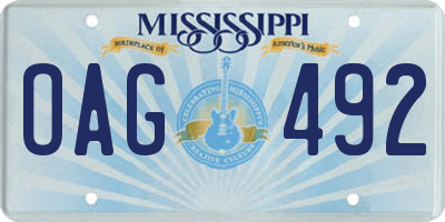 MS license plate OAG492