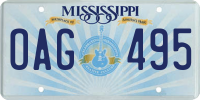 MS license plate OAG495