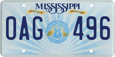 MS license plate OAG496