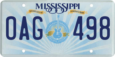 MS license plate OAG498