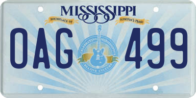 MS license plate OAG499