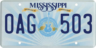 MS license plate OAG503