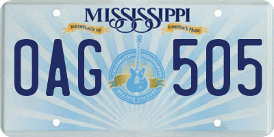 MS license plate OAG505
