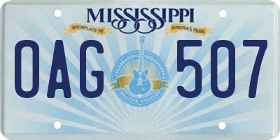 MS license plate OAG507