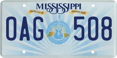 MS license plate OAG508