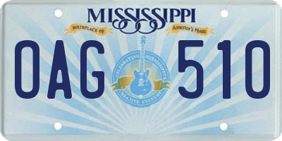MS license plate OAG510