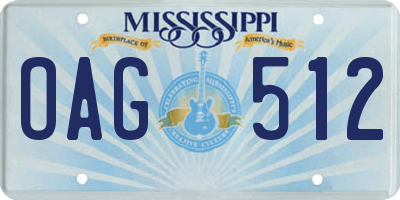 MS license plate OAG512
