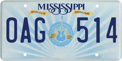 MS license plate OAG514