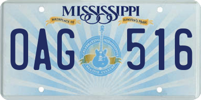 MS license plate OAG516