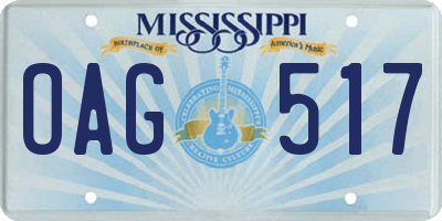 MS license plate OAG517