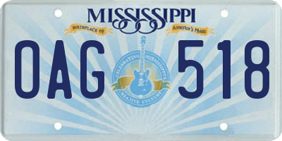 MS license plate OAG518