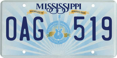 MS license plate OAG519