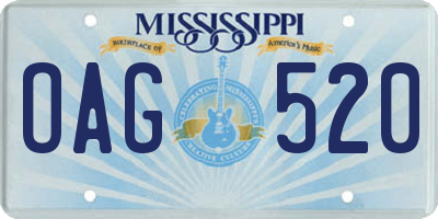 MS license plate OAG520