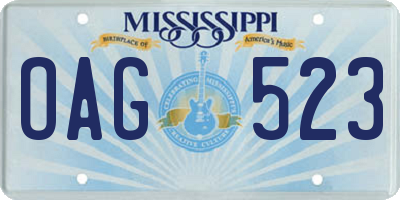 MS license plate OAG523