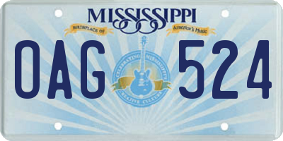 MS license plate OAG524
