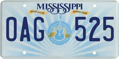 MS license plate OAG525