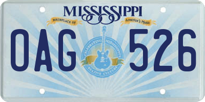 MS license plate OAG526