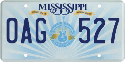 MS license plate OAG527