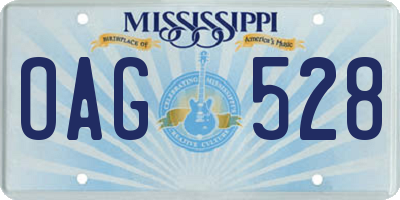 MS license plate OAG528