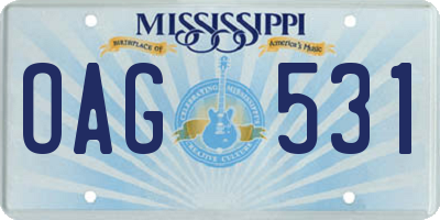 MS license plate OAG531