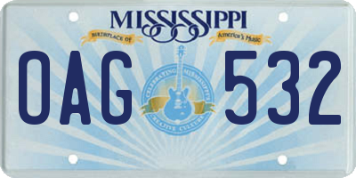MS license plate OAG532