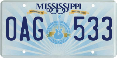MS license plate OAG533