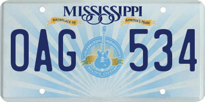 MS license plate OAG534
