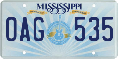 MS license plate OAG535