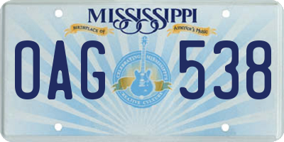 MS license plate OAG538
