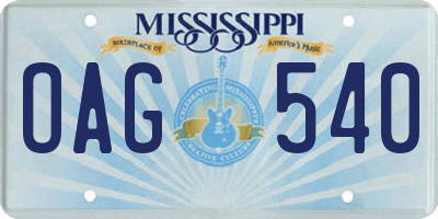 MS license plate OAG540