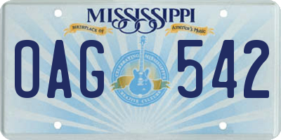 MS license plate OAG542
