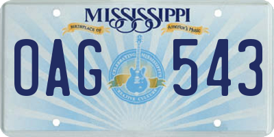MS license plate OAG543