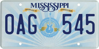 MS license plate OAG545