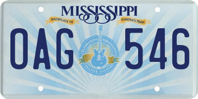 MS license plate OAG546