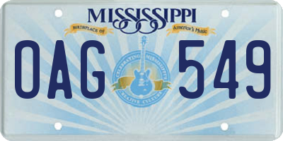MS license plate OAG549
