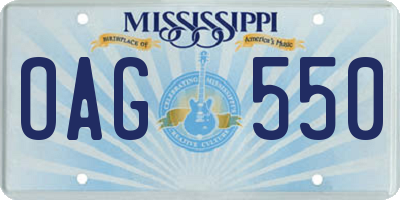 MS license plate OAG550