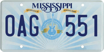 MS license plate OAG551