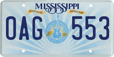 MS license plate OAG553