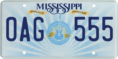 MS license plate OAG555