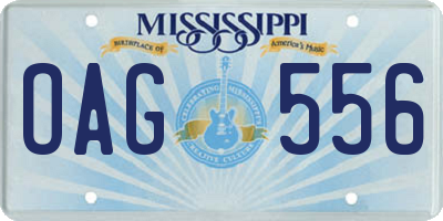 MS license plate OAG556