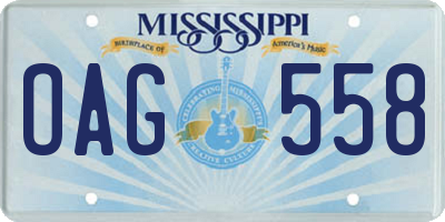MS license plate OAG558