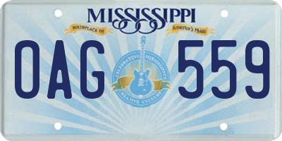 MS license plate OAG559