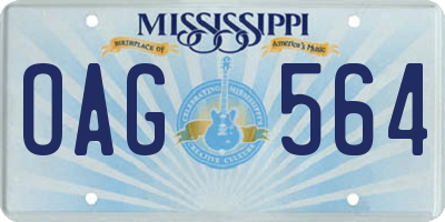 MS license plate OAG564