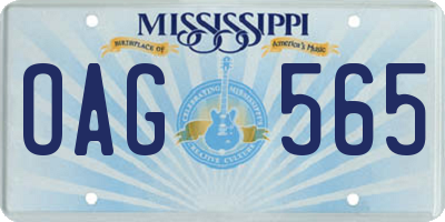MS license plate OAG565