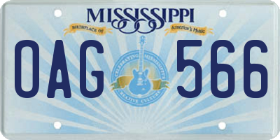 MS license plate OAG566